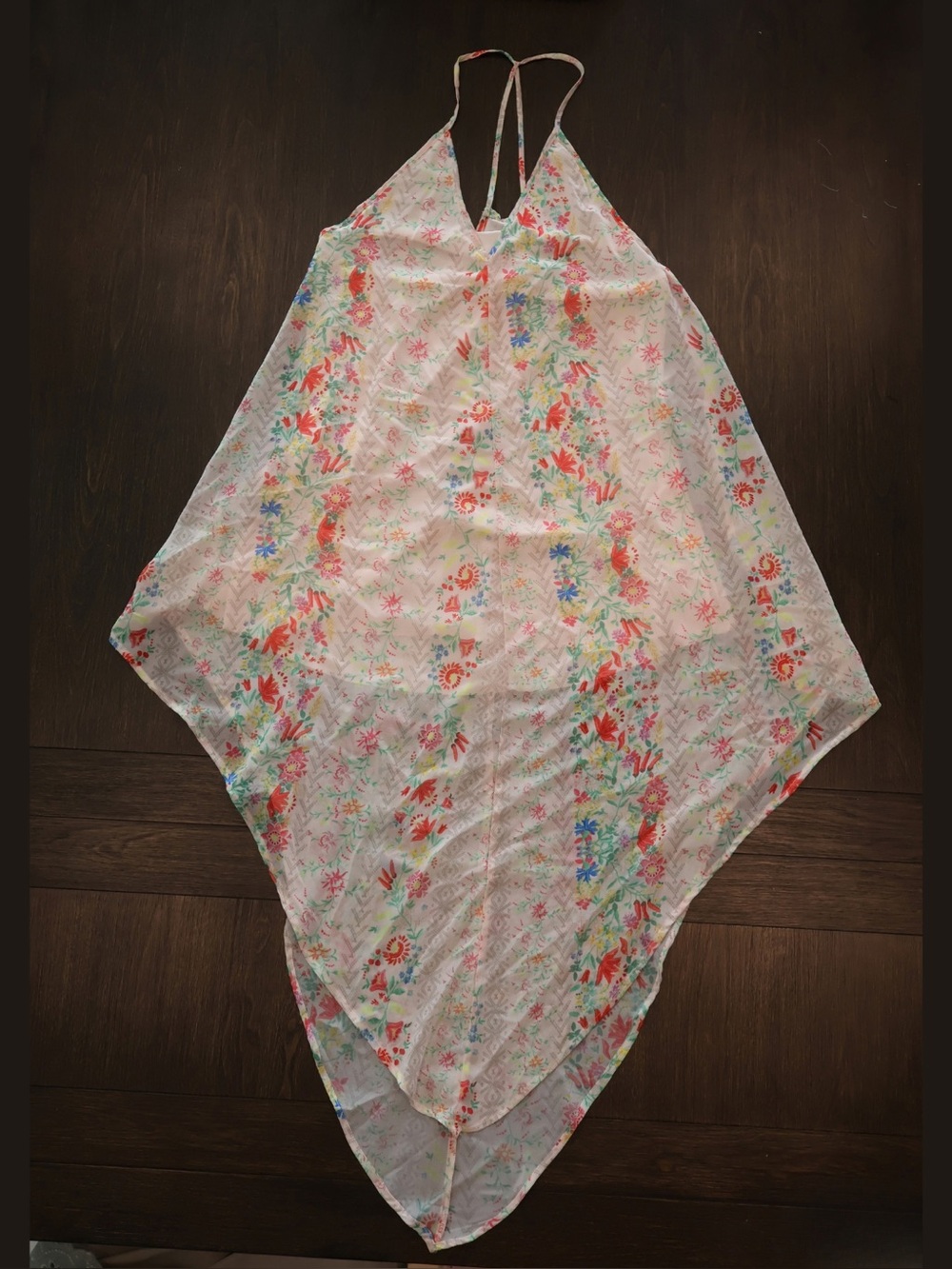 On The Road Floral Handkerchief Maxi Dress M Asymmetrical Boho Strappy